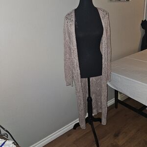 Moral fiber long oversized mauve coastal grandma,  lightweight knit cardigan,